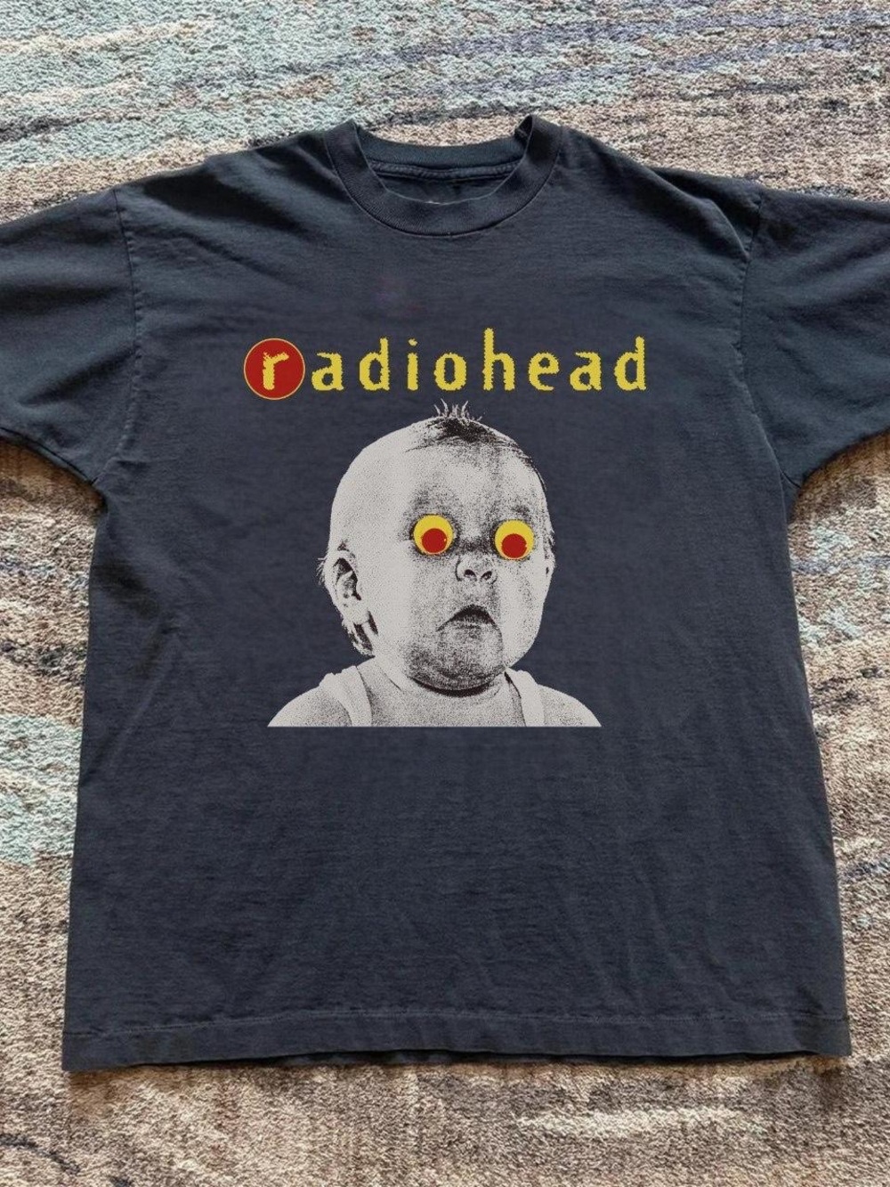 Gildan Black Radiohead Graphic Tee with Yellow and Red Accents